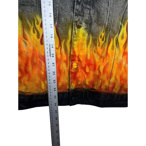 ASOS Design 1992 Flame Denim Jacket With "Da No Me Destruyas" Back Print Size XS - Picture 5 of 6